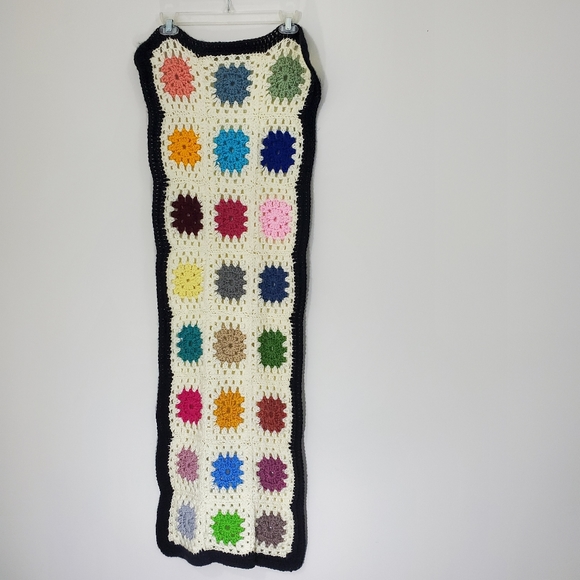 Granny Square Multicolored Crocheted Scarf - Picture 4 of 13